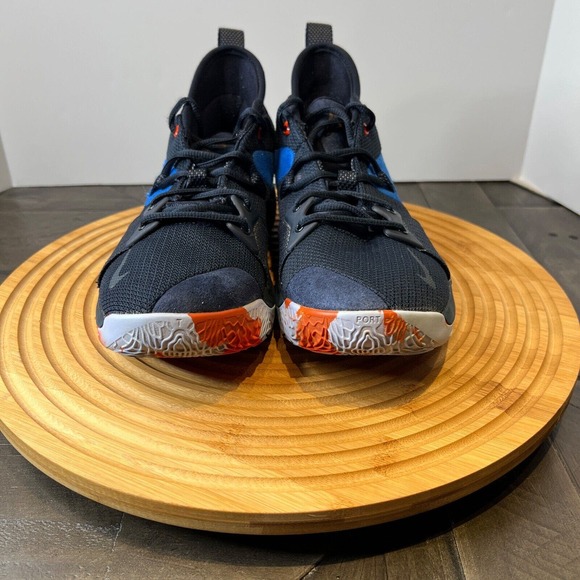 NIKE MEN’S PG 2 HOME (GS) BLUE ORANGE CLASSIC BASKETBALL SNEAKER SIZE US 9 . - Picture 3 of 11